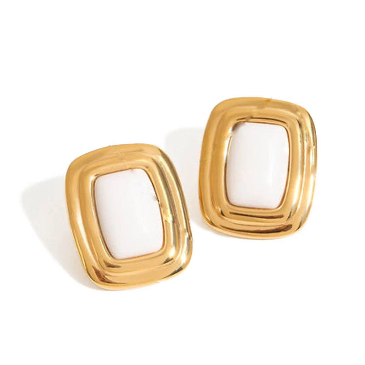 Agate Geometric Square Drop Earrings