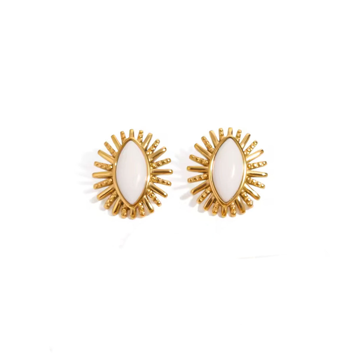 Vintage Oval Agate Stone Earrings
